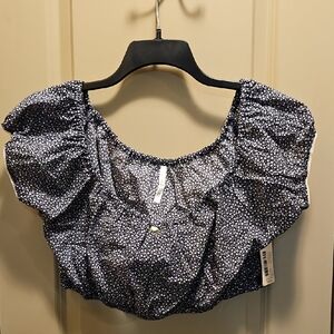 Elegant Navy and White Floral Women's Blouse